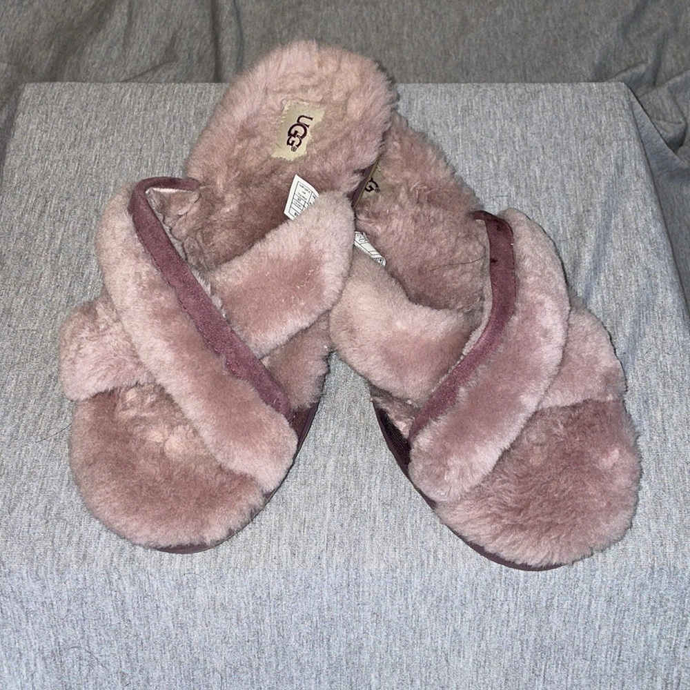 Rarely worn UGGs lavender sandal slippers with outdoor sole. Never worn outside.